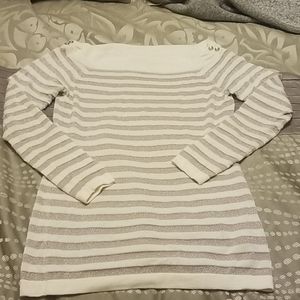 WHBM striped boatneck top S NWOT